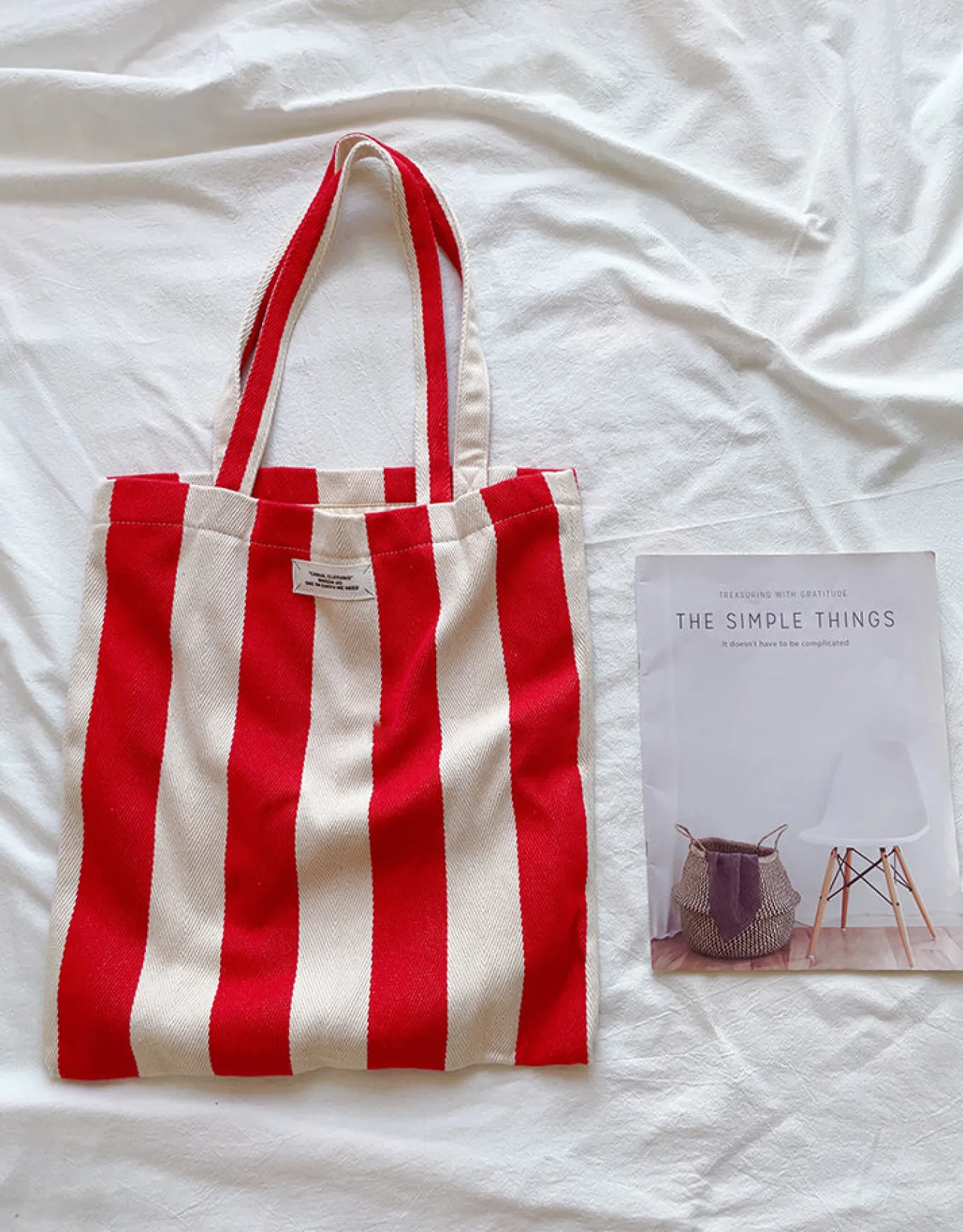 Elena Handbags Striped Cotton Canvas Shoulder Bag