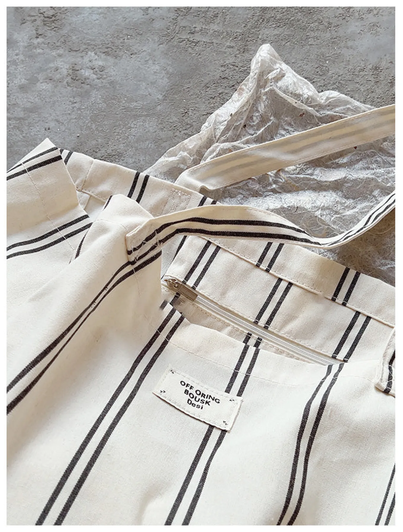 Elena Handbags Striped Cotton Canvas Shoulder Bag