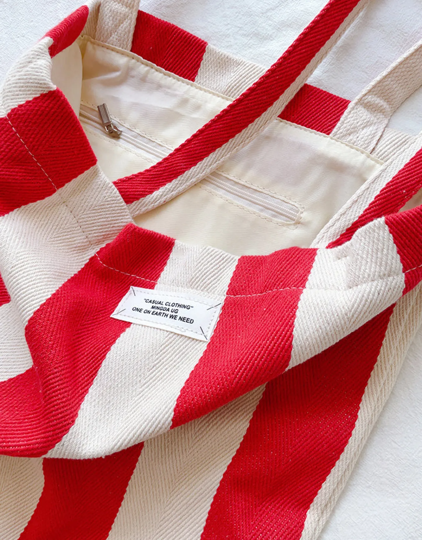 Elena Handbags Striped Cotton Canvas Shoulder Bag
