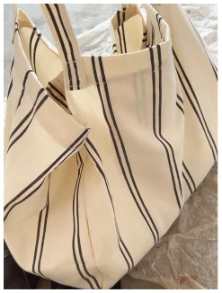 Elena Handbags Striped Cotton Canvas Shoulder Bag