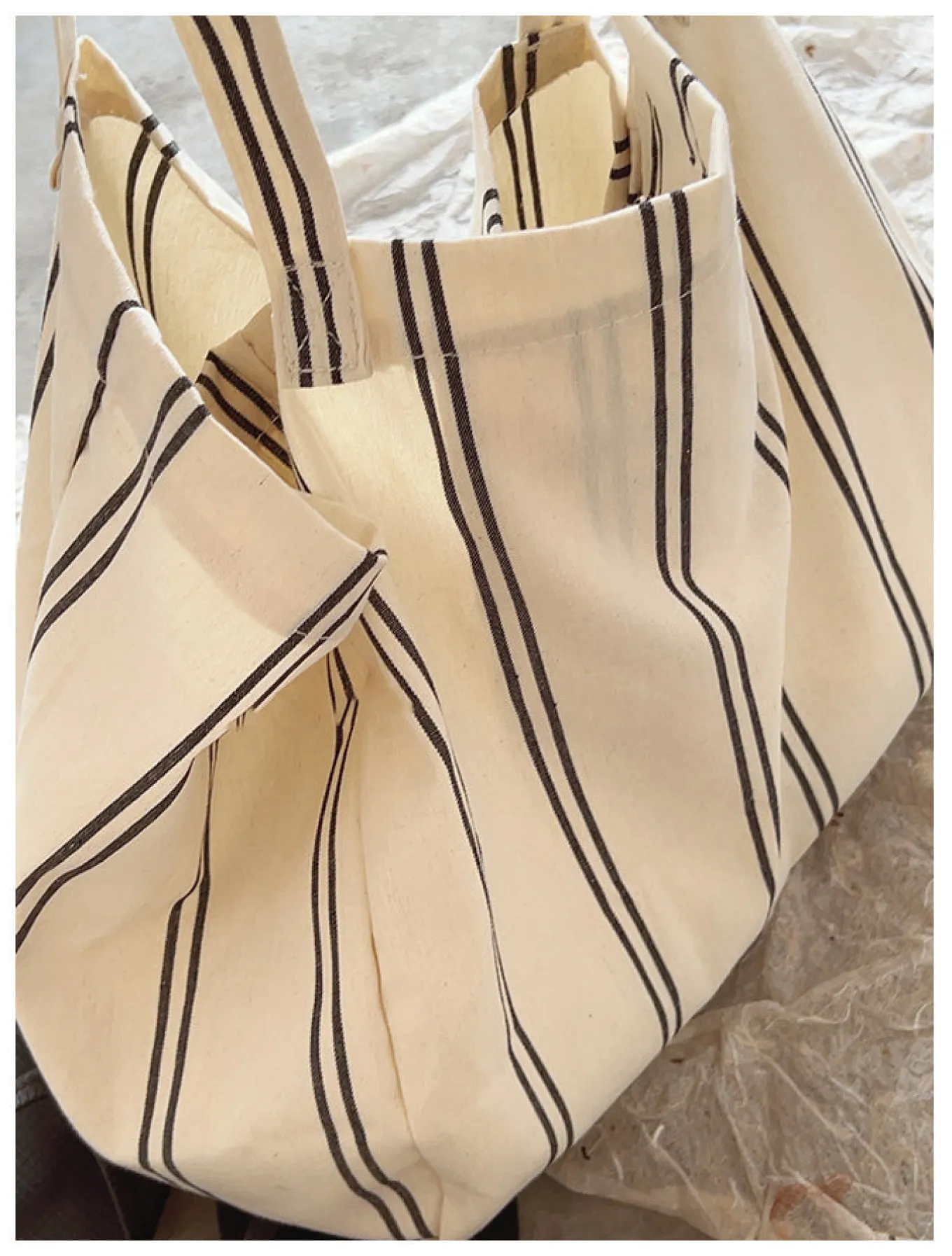 Elena Handbags Striped Cotton Canvas Shoulder Bag
