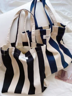 Elena Handbags Striped Cotton Canvas Shoulder Bag