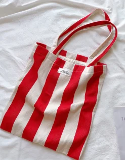 Elena Handbags Striped Cotton Canvas Shoulder Bag