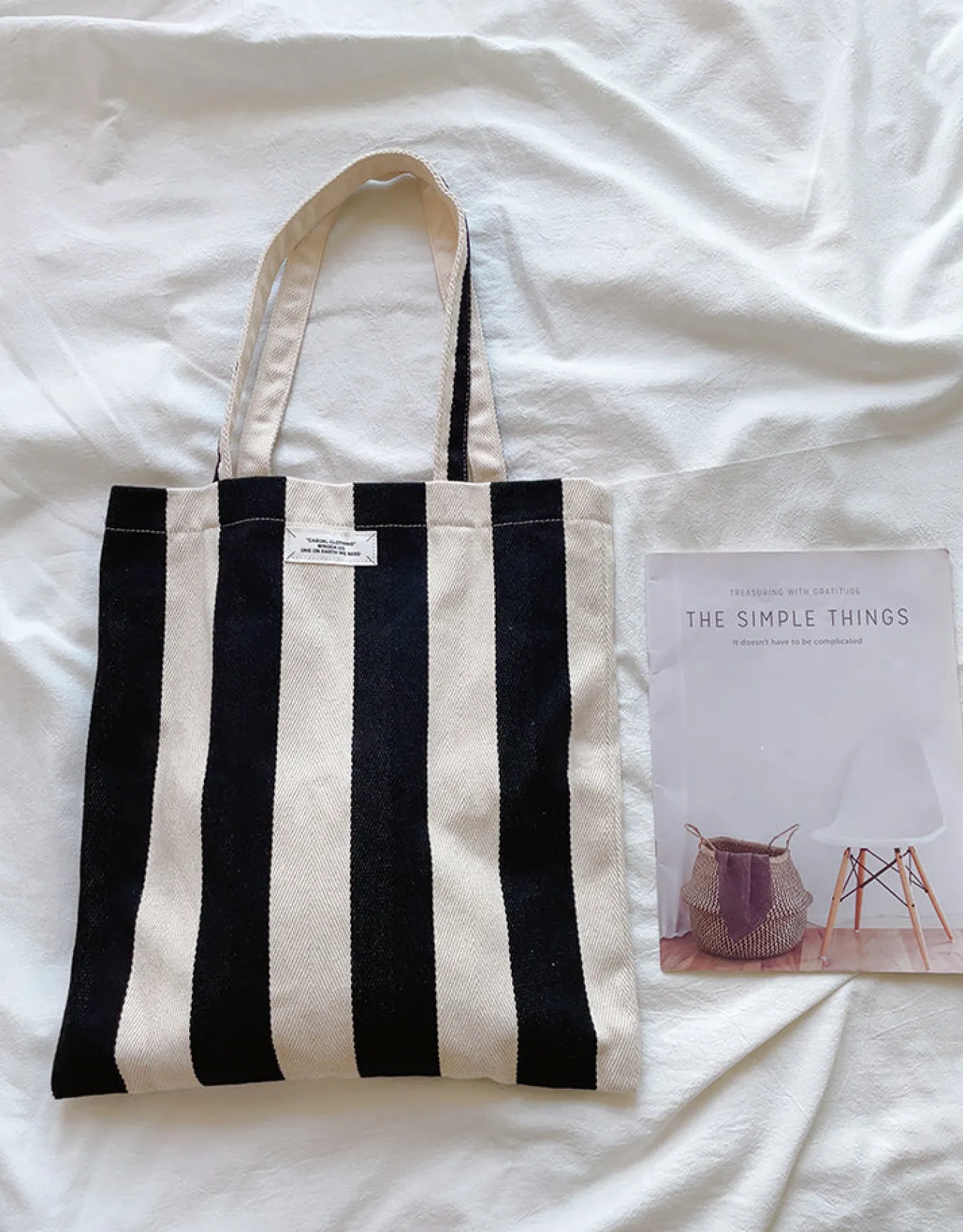 Elena Handbags Striped Cotton Canvas Shoulder Bag