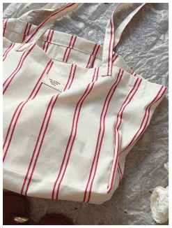 Elena Handbags Striped Cotton Canvas Shoulder Bag