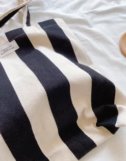 Elena Handbags Striped Cotton Canvas Shoulder Bag
