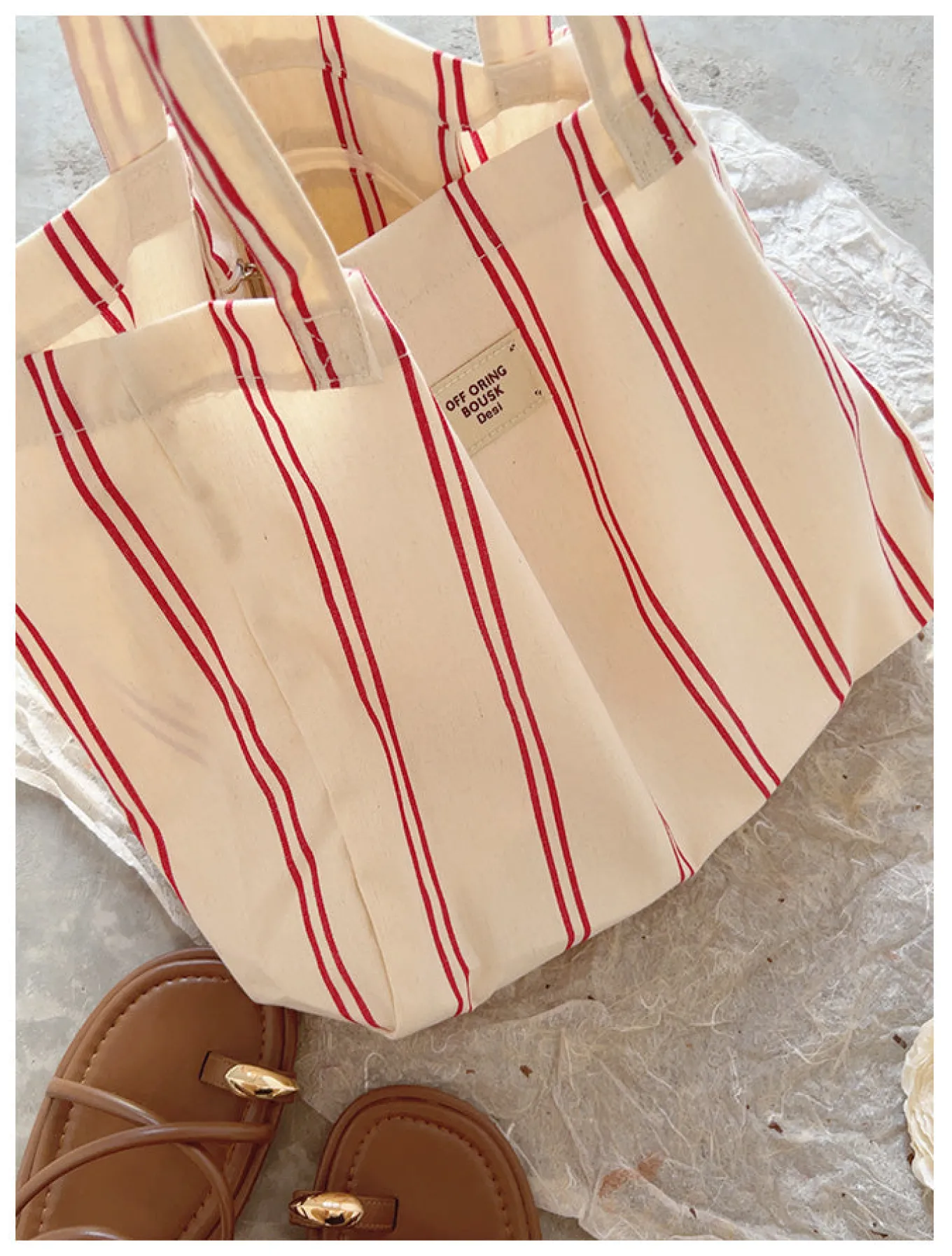 Elena Handbags Striped Cotton Canvas Shoulder Bag