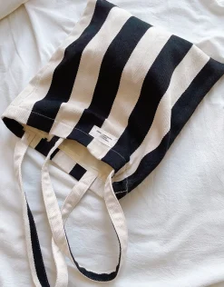 Elena Handbags Striped Cotton Canvas Shoulder Bag