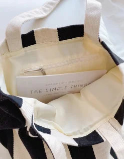 Elena Handbags Striped Cotton Canvas Shoulder Bag