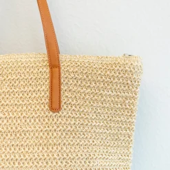 Elena Handbags Striped Large Straw Woven Tote