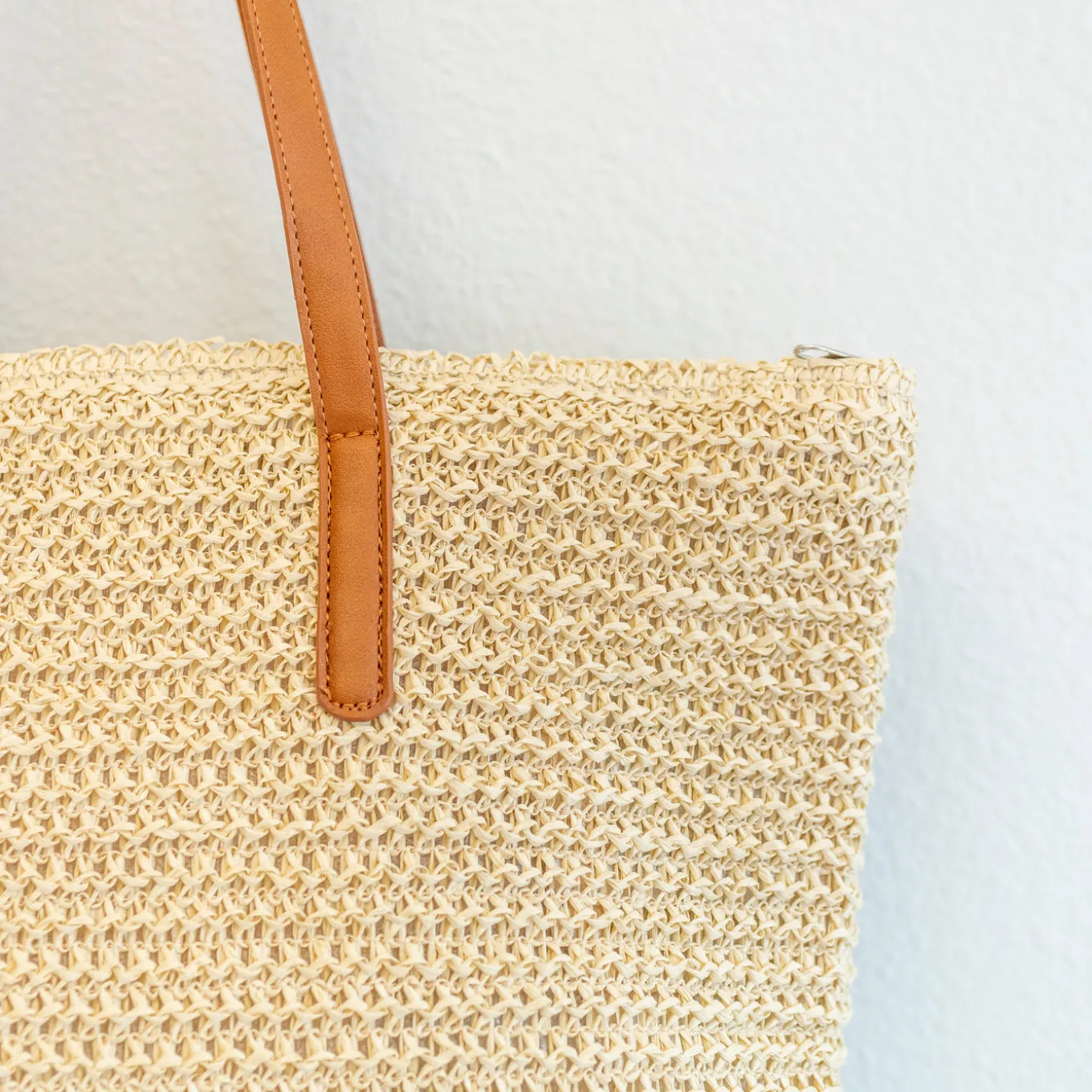 Elena Handbags Striped Large Straw Woven Tote