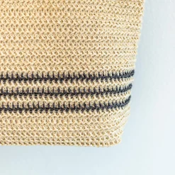 Elena Handbags Striped Large Straw Woven Tote