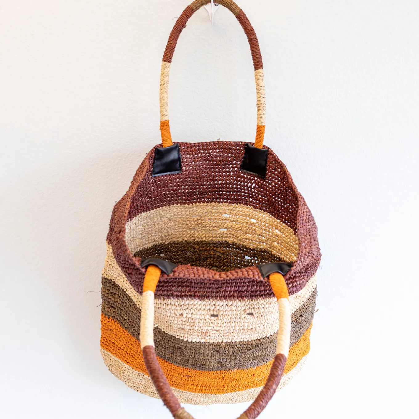 Elena Handbags Striped Large Soft Raffia Woven Summer Straw Tote Bag