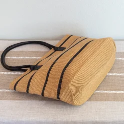 Elena Handbags Striped Straw Woven Summer Tote