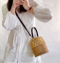 Elena Handbags Summer Bamboo Bucket Shoulder Purse