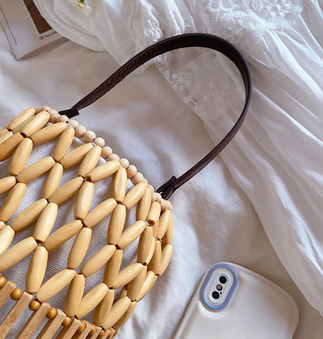 Elena Handbags Summer Bamboo Bucket Shoulder Purse