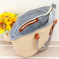Elena Handbags Summer Basket Tote with Tassle