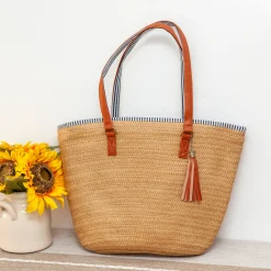 Elena Handbags Summer Basket Tote with Tassle