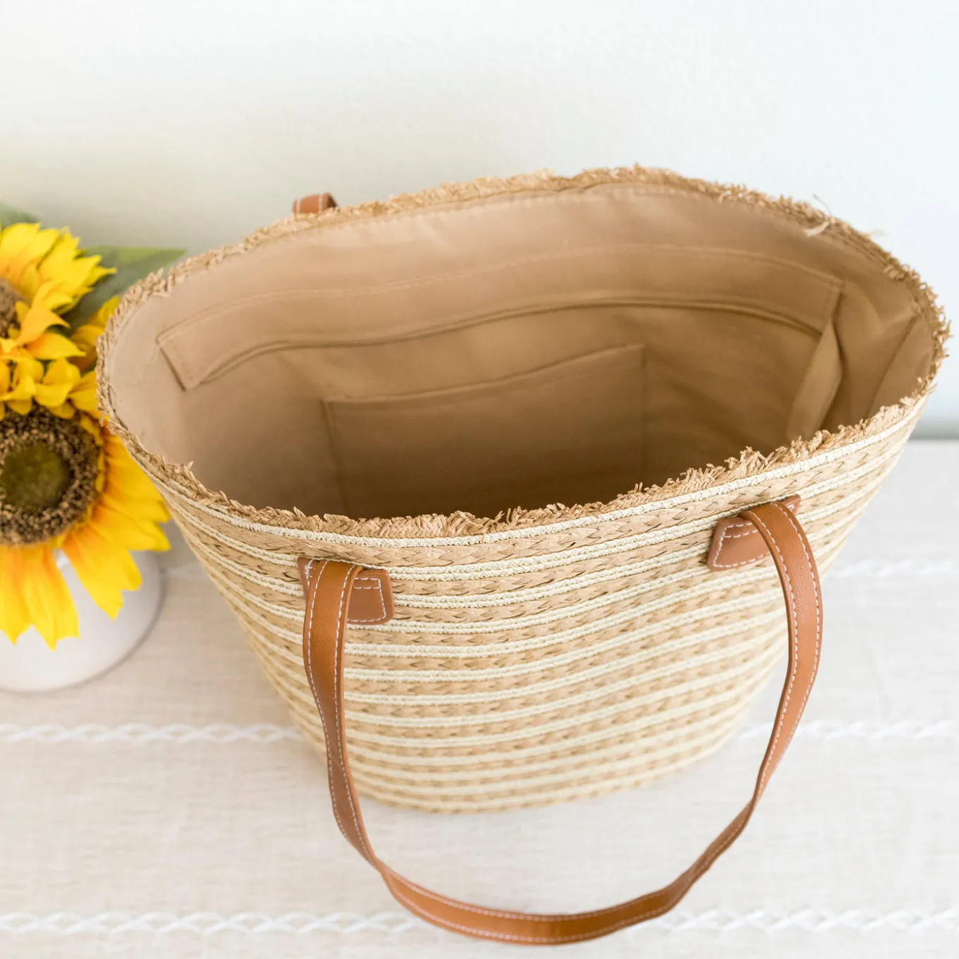 Elena Handbags Summer Basket Tote Bag