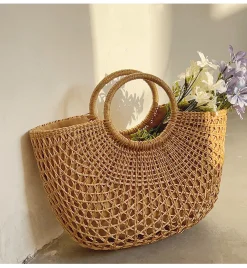 Elena Handbags Summer Beach Straw Basket Purse