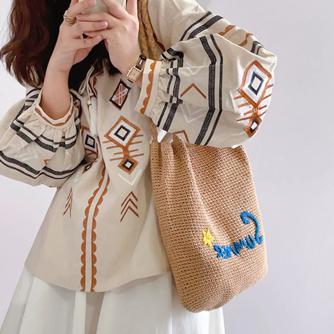 Elena Handbags Summer Cotton Knitted Bag