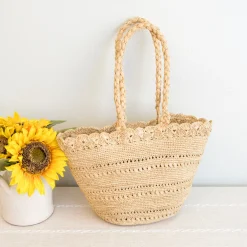 Elena Handbags Summer Fashion Raffia Basket Bag