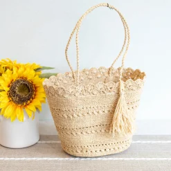 Elena Handbags Summer Fashion Raffia Basket Bag
