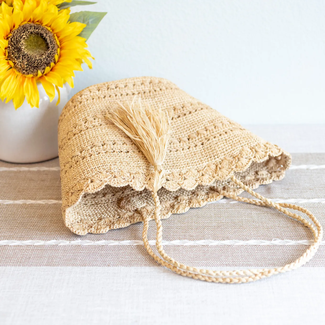 Elena Handbags Summer Fashion Raffia Basket Bag