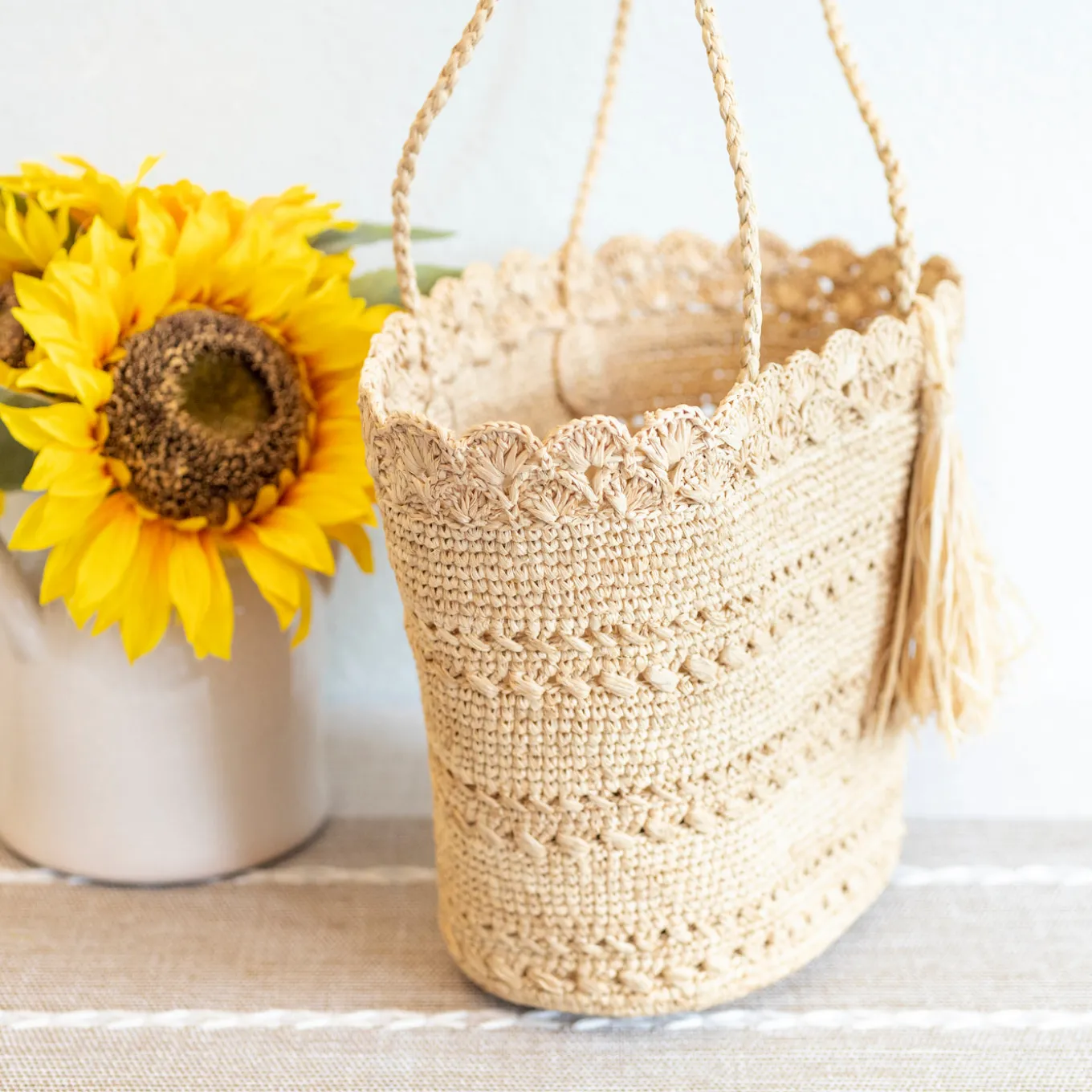 Elena Handbags Summer Fashion Raffia Basket Bag