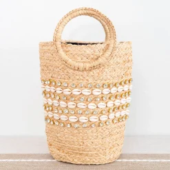 Elena Handbags Summer Raffia Straw Beach Basket Handbag
