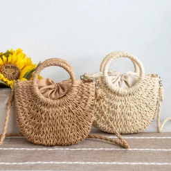 Elena Handbags Summer Straw Basket Bag