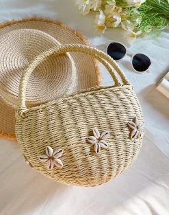 Elena Handbags Summer Straw Basket Bag