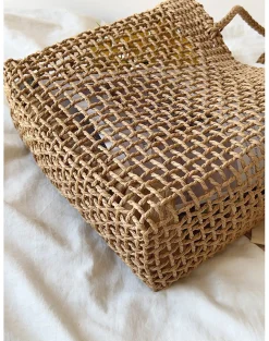 Elena Handbags Summer Straw Beach Basket Tote