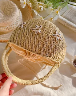 Elena Handbags Summer Straw Basket Bag