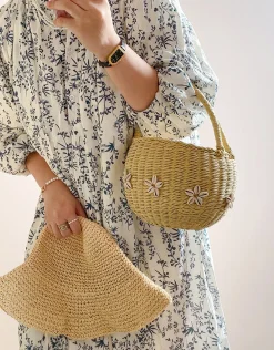 Elena Handbags Summer Straw Basket Bag