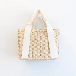 Elena Handbags Summer Straw Beach Basket Handbag