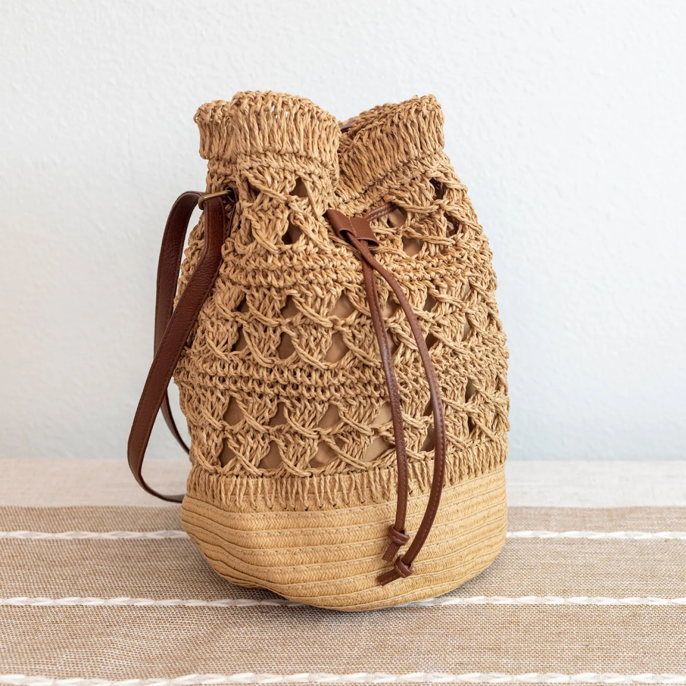 Elena Handbags Summer Straw Bucket Bag Fashion Shoulder Bag