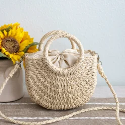 Elena Handbags Summer Straw Basket Bag