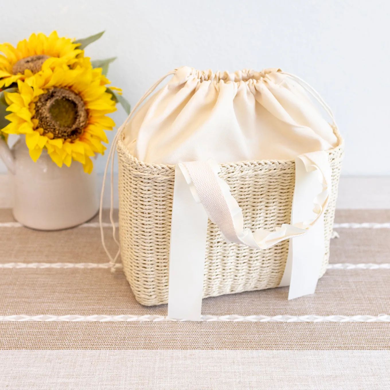 Elena Handbags Summer Straw Beach Basket Handbag