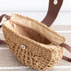 Elena Handbags Summer Straw Half Moon Shoulder Bag