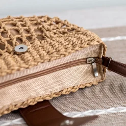 Elena Handbags Summer Straw Half Moon Shoulder Bag