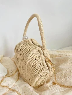Elena Handbags Summer Straw Shell Shape Shoulder Purse