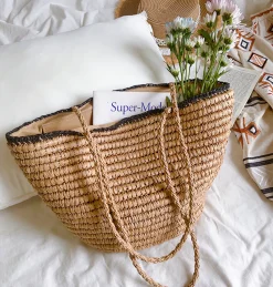 Elena Handbags Summer Straw Basket Summer Tote