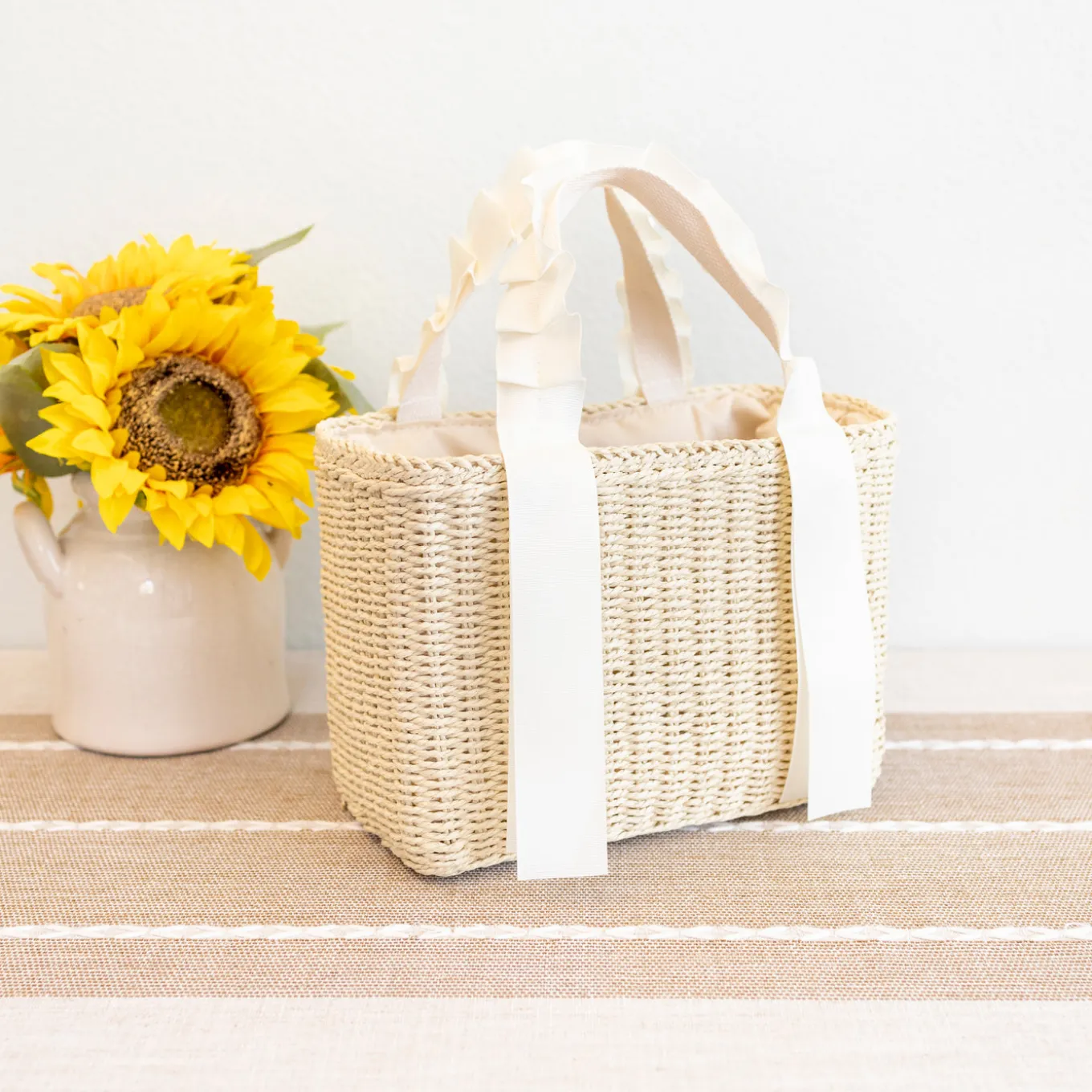 Elena Handbags Summer Straw Beach Basket Handbag