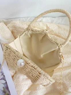 Elena Handbags Summer Straw Shell Shape Shoulder Purse