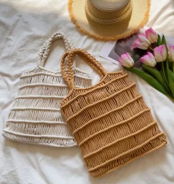 Elena Handbags Thick Yarn Shoulder Bag