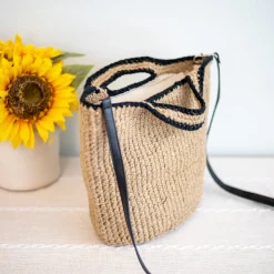 Elena Handbags Twine Woven Smiley Face Bag