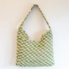 Elena Handbags Women's Checkered Raffia Woven Summer Straw Tote