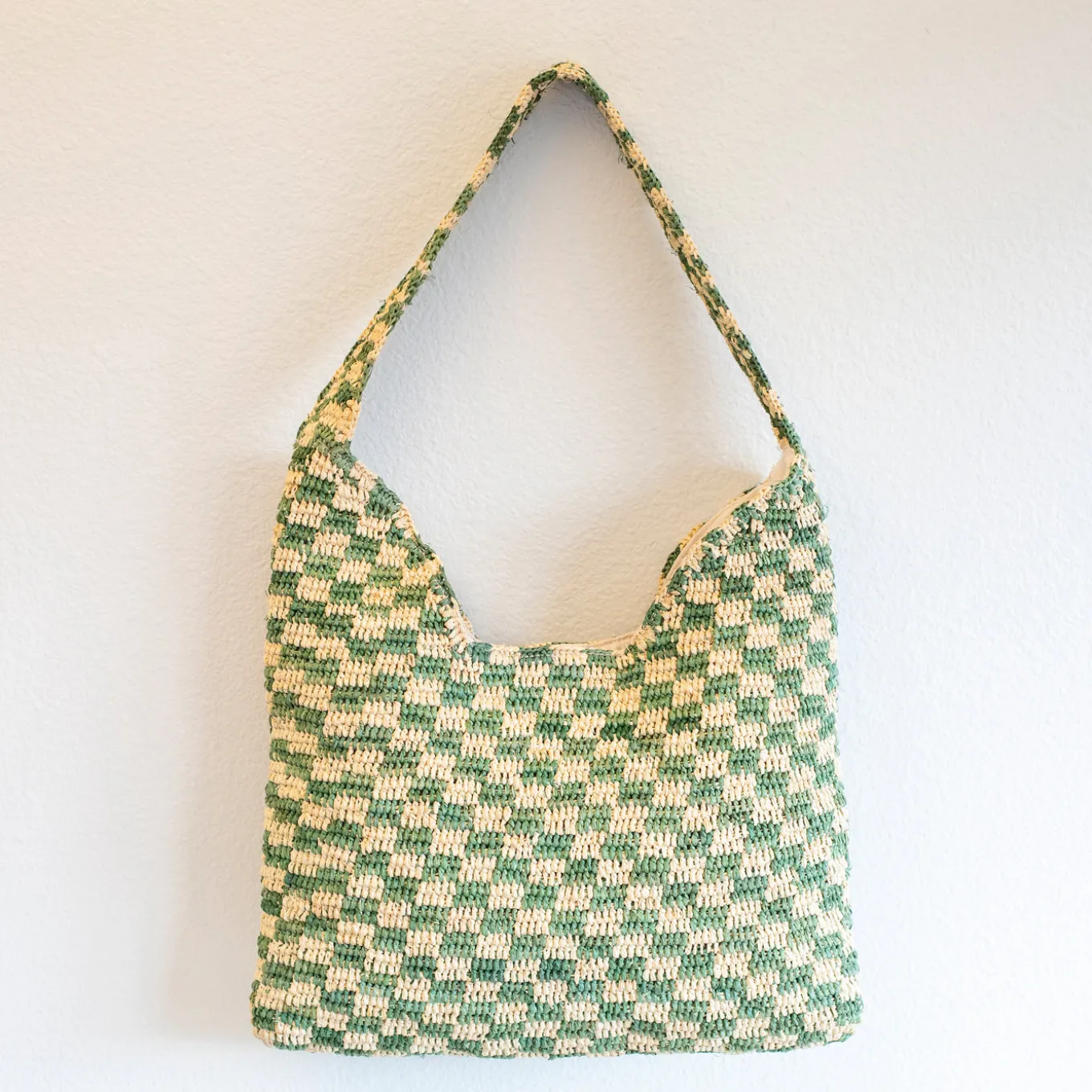 Elena Handbags Women's Checkered Raffia Woven Summer Straw Tote