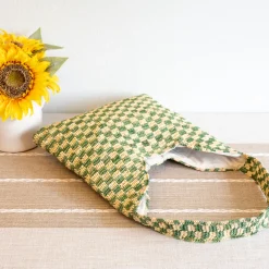 Elena Handbags Women's Checkered Raffia Woven Summer Straw Tote